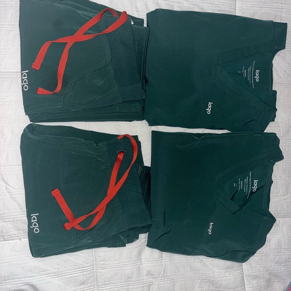 Green scrubs. Lago brand scrubs.
